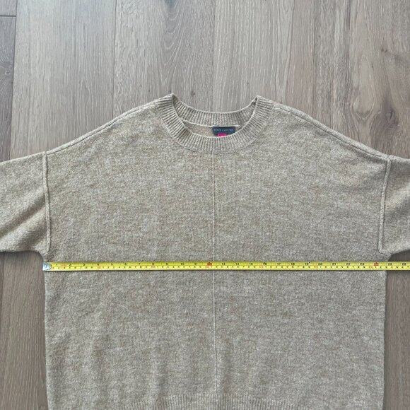 Vince Camuto Sweater Women Medium Tan Latte Heather Crewneck Knit Center Seam - Picture 8 of 12